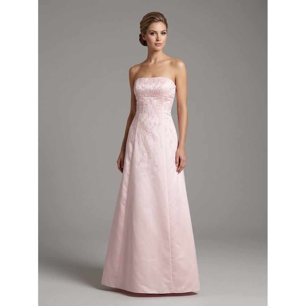 H-Lite Pink Strapless Beaded Corset Back Formal Prom Gown Dress Size M